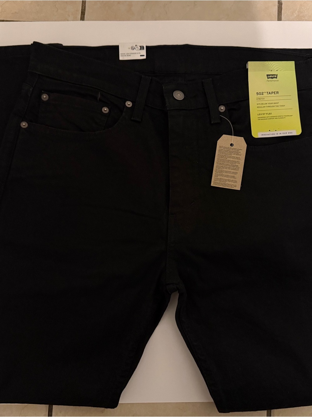 Levi's Black Slim Straight 502 Taper Jeans 34x30